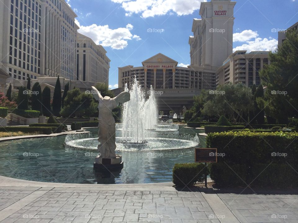 Headless Angel. Great view from the fountains at Caesar’s palace. 