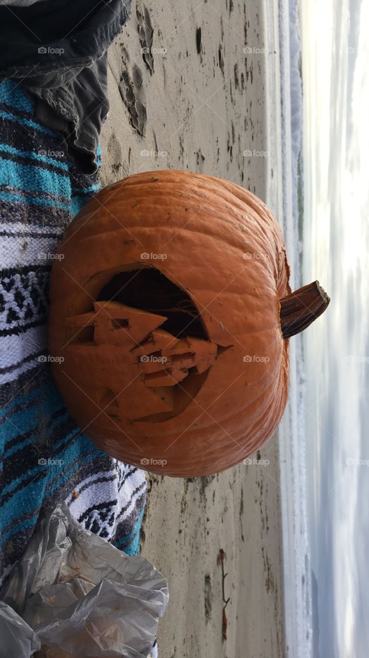 Pumpkin on a beach 
