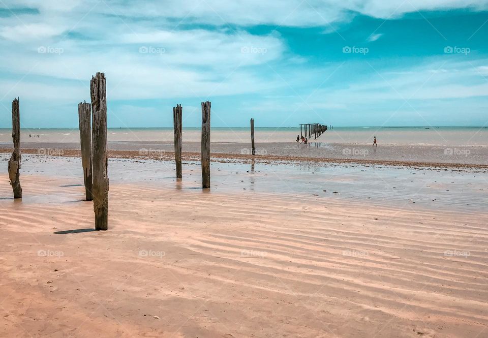 Praia do píer em cumuruxatiba Bahia Brasil.