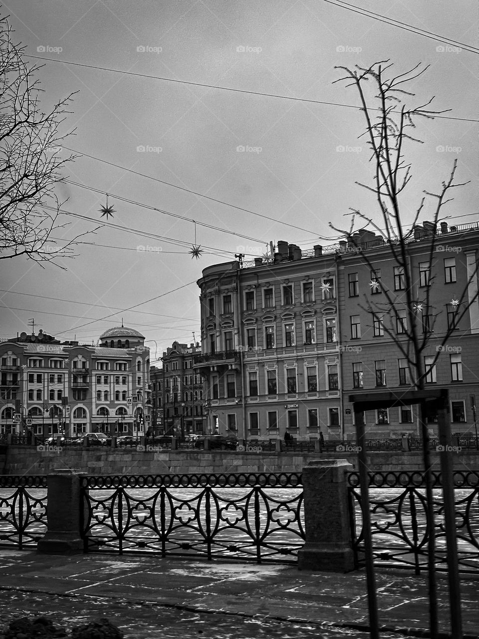 Urban architecture black and white photo.
