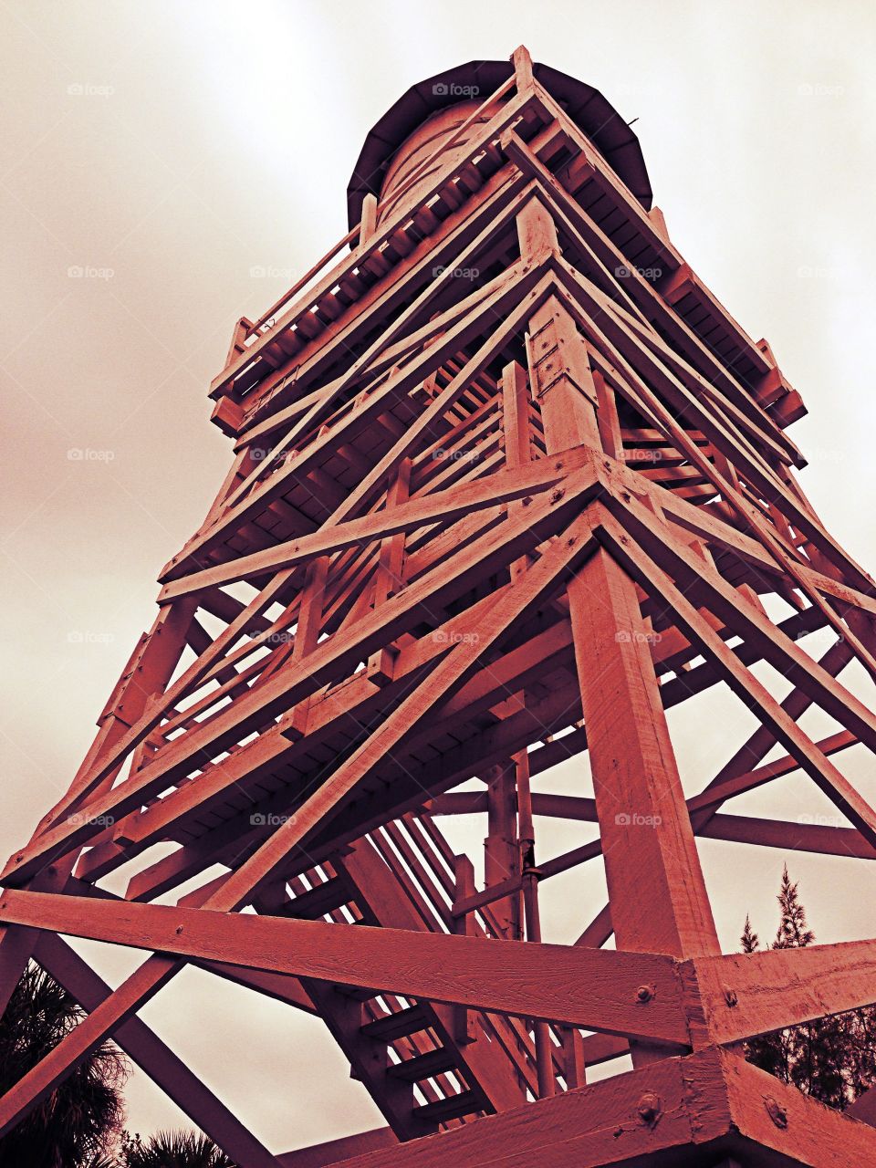Watch tower. Looking up at a watch tower on a Florida out island.