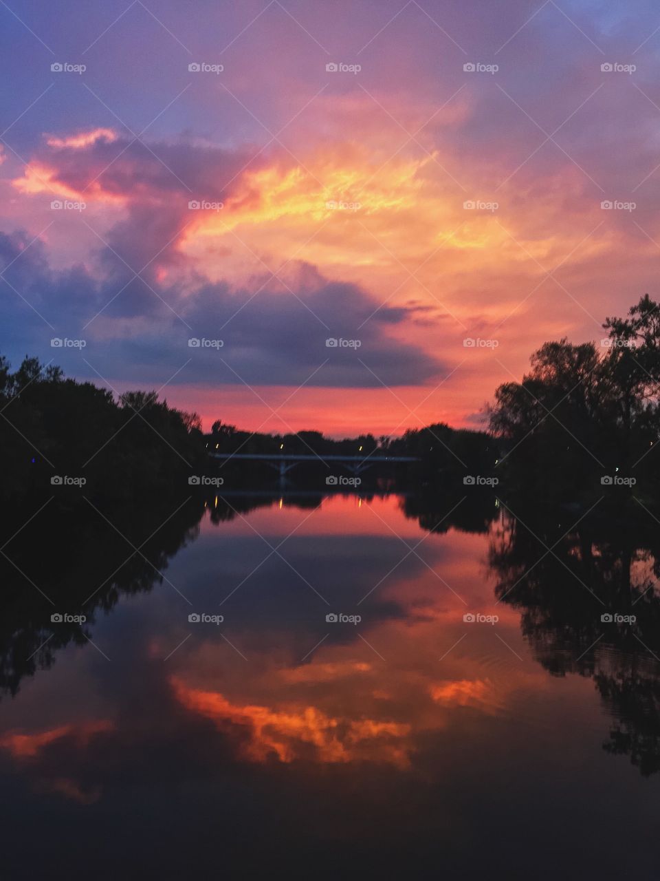 Ring of fire in night blue sky and water - Blue Orange Mission