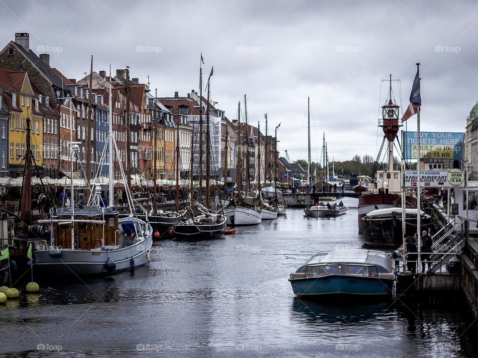 Brightly colored buildings in Copenhagen, Denmark