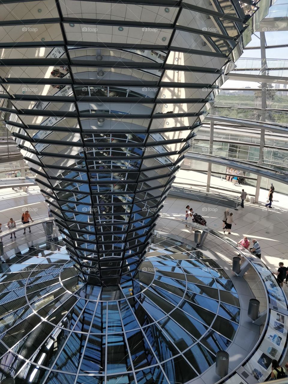 The glittery cone inside the Reichstag dome, Berlin