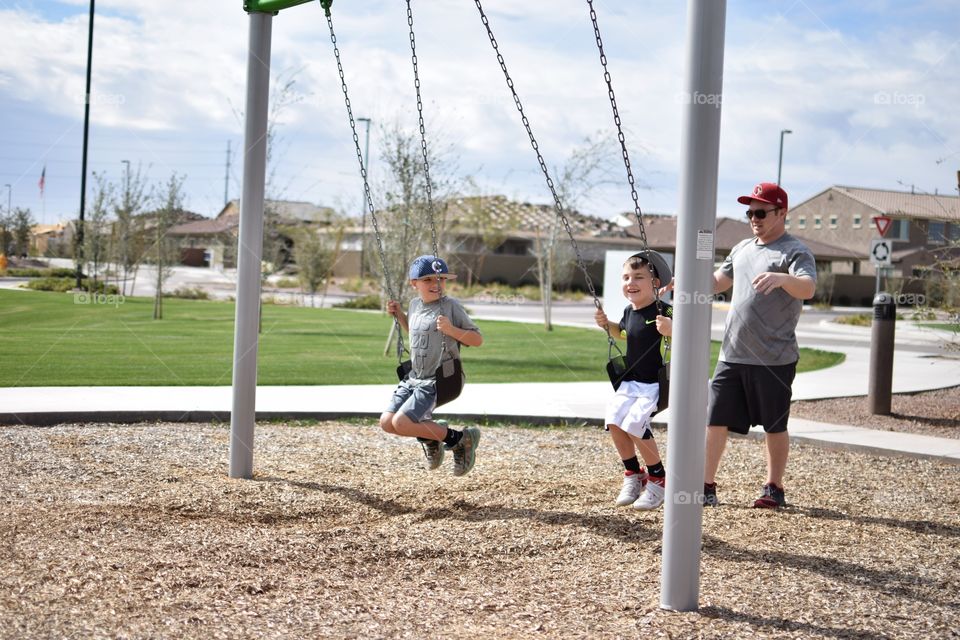 Boys playing at park 