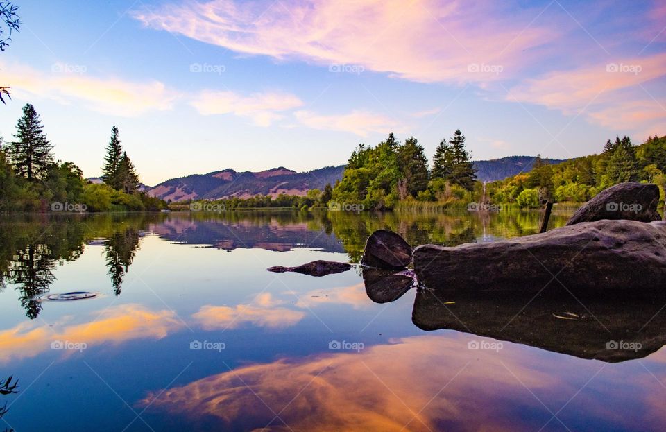 Sunset at Spring Lake in Santa Rosa, California 