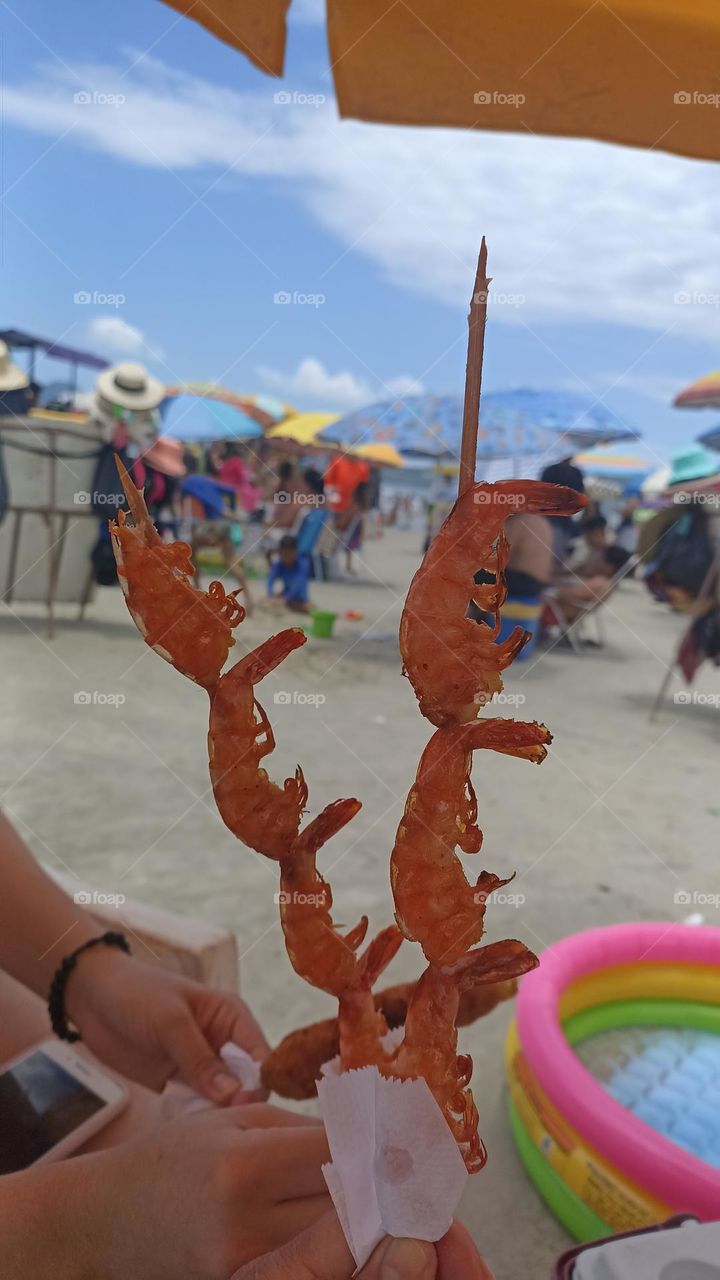 Shrimp cart on a Brazilian beach