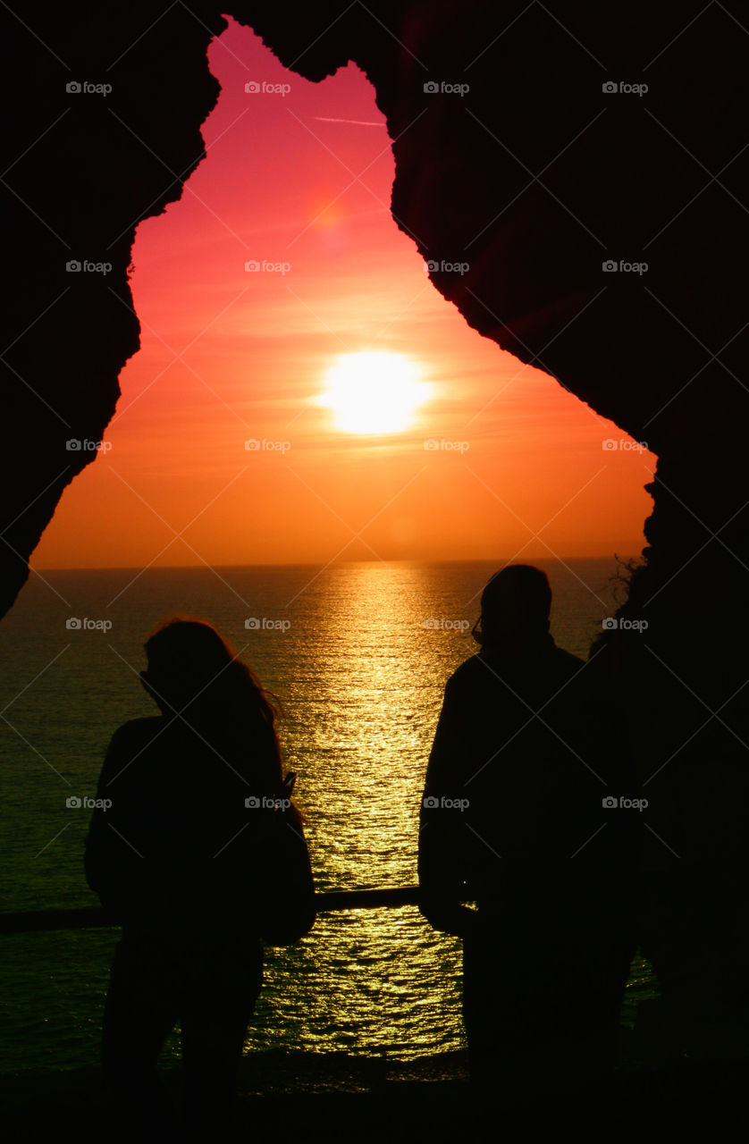 Sunset over black sea. Sunset