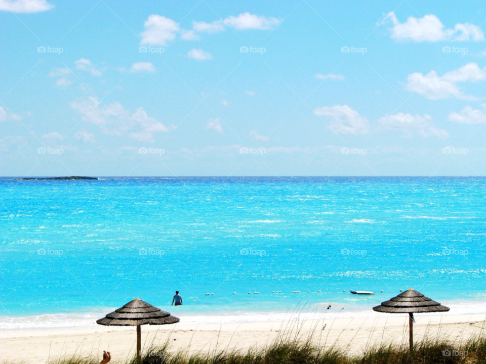 turks and caicos ocean sky grass by angeljack