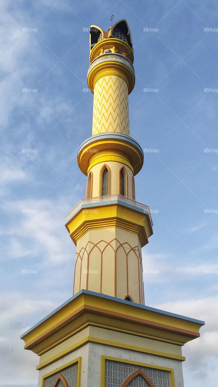 Islamic Architecture. Islamic Center Mosque in the afternoon in Mataram, Indonesia