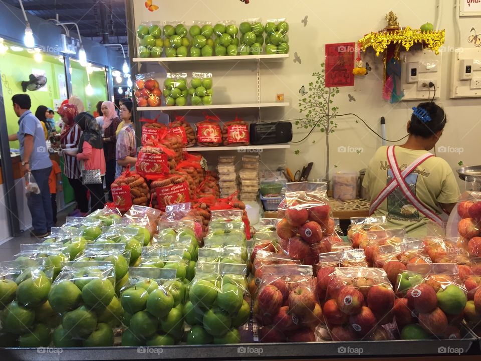 Fruits stall in Hat Yai Thailand. Taken on 18 April 2015