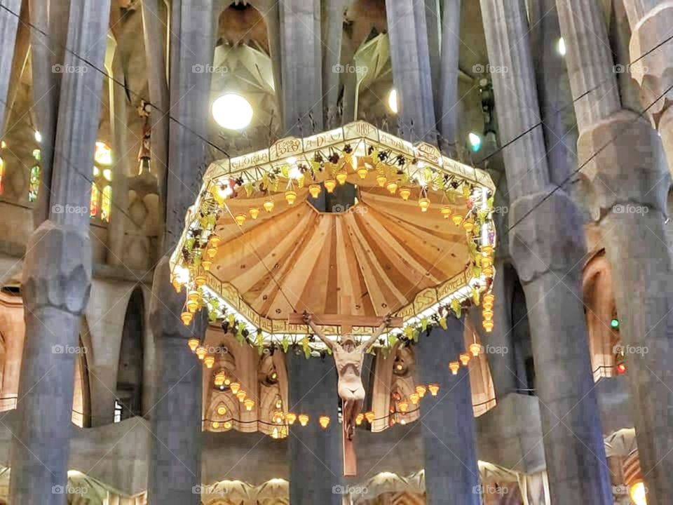 The Basílica i Temple Expiatori de la Sagrada Família is a large unfinished Roman Catholic church in Barcelona, designed by Catalan architect Antoni Gaudí.