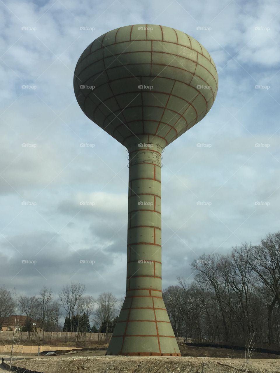 Unpainted water tower