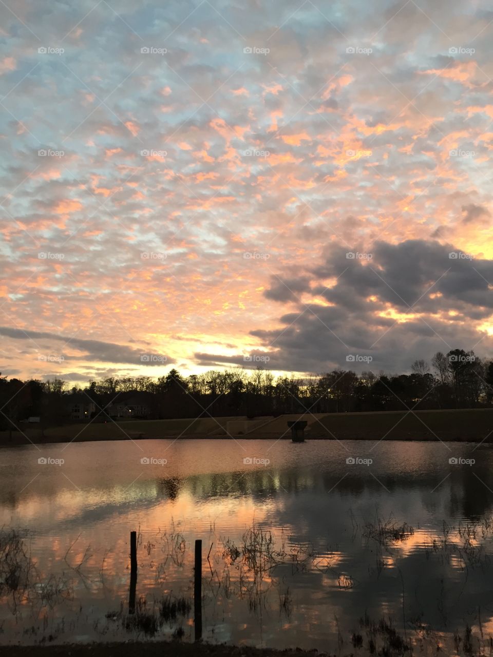Lake sunset reflection 