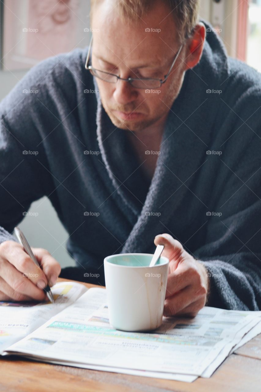 Coffee, Adult, Indoors, Eyeglasses, Man