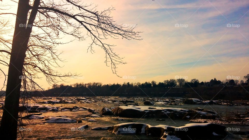 James River Sunset with Snow
