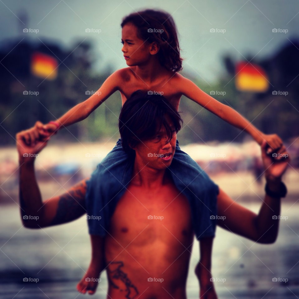 beach ocean child sand by liquideyes