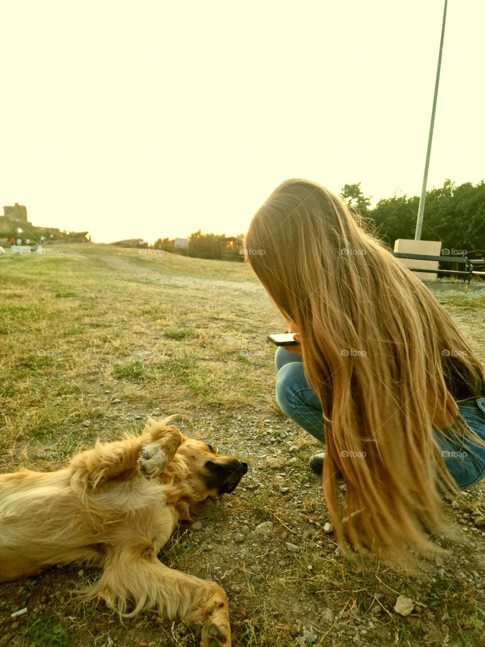 moment of happiness with a foreign dog