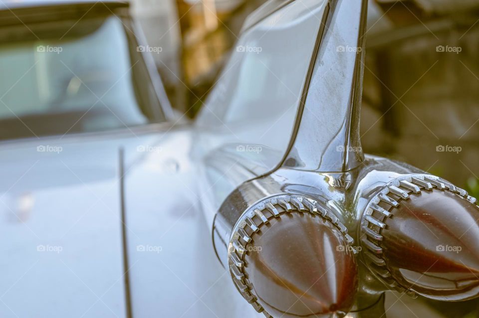 The old chrome part of the car with original stop signals