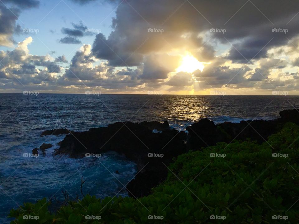 Sunrise by the sea cliffs