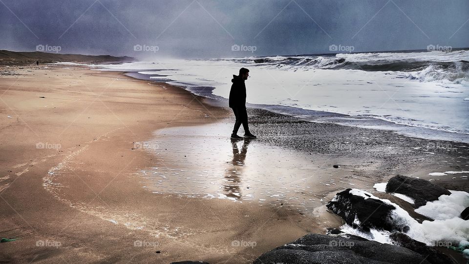 Stormy beach
