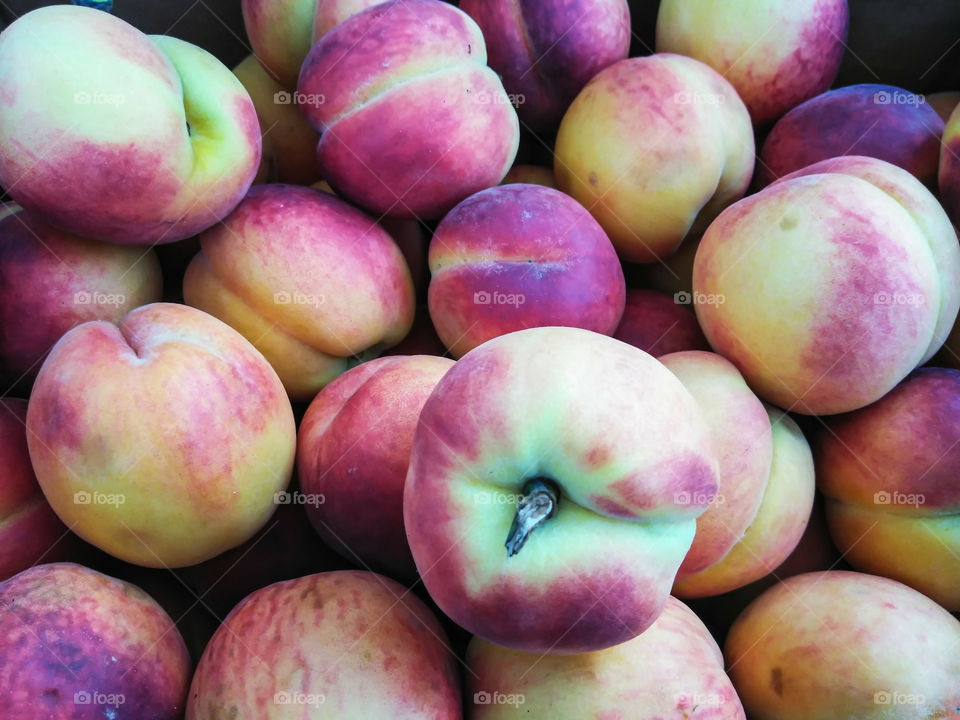 Group Of Tropical Fruit Peaches Closeup