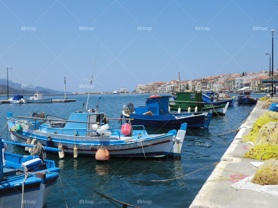 Fishing boats in Samos town