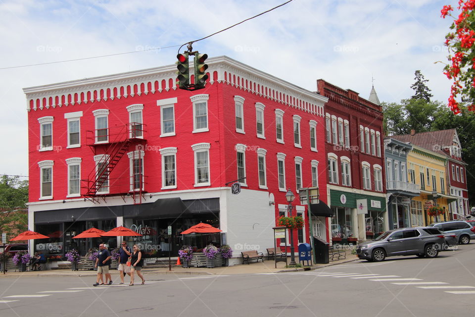 Road located in downtown Cooperstown, NY, USA