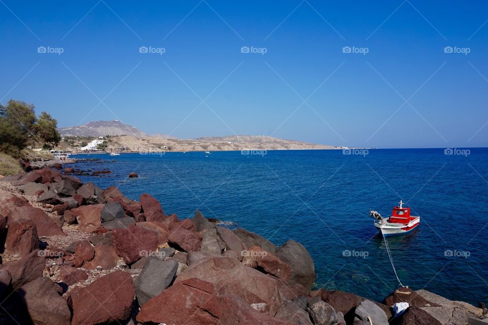 Beach with red rocks near Akrotiri, Santorini 