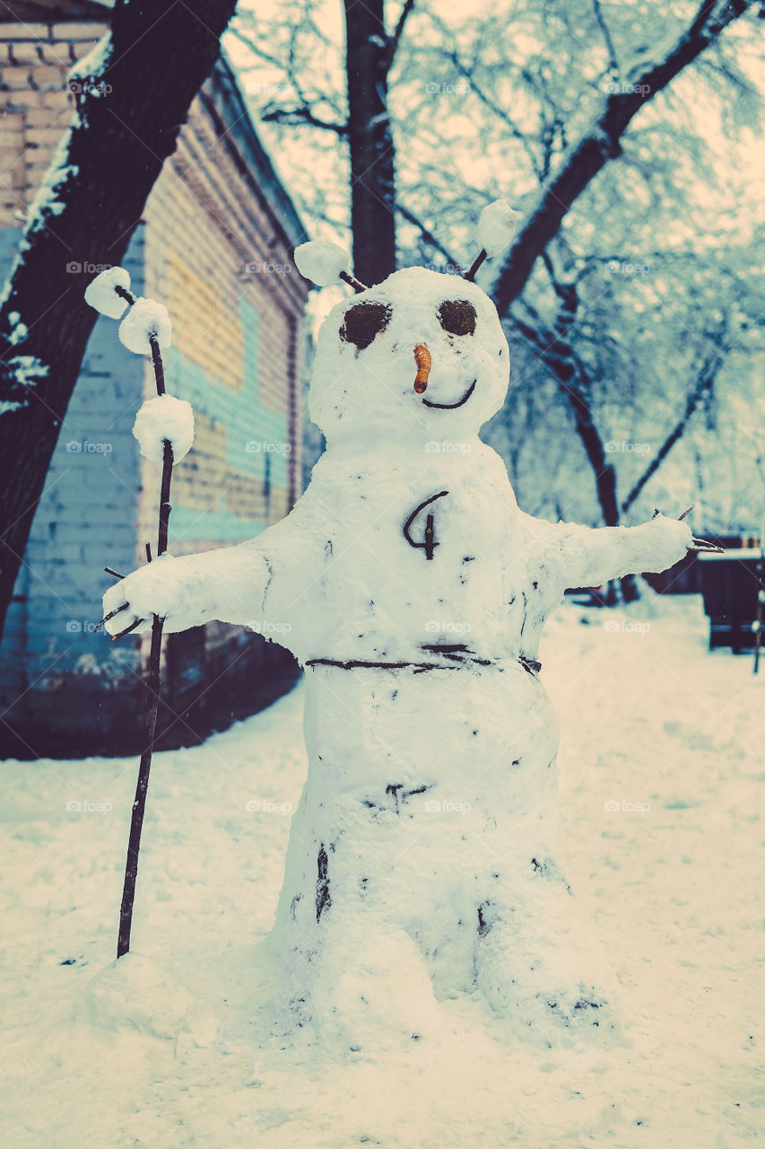 Snowman with carrot nose