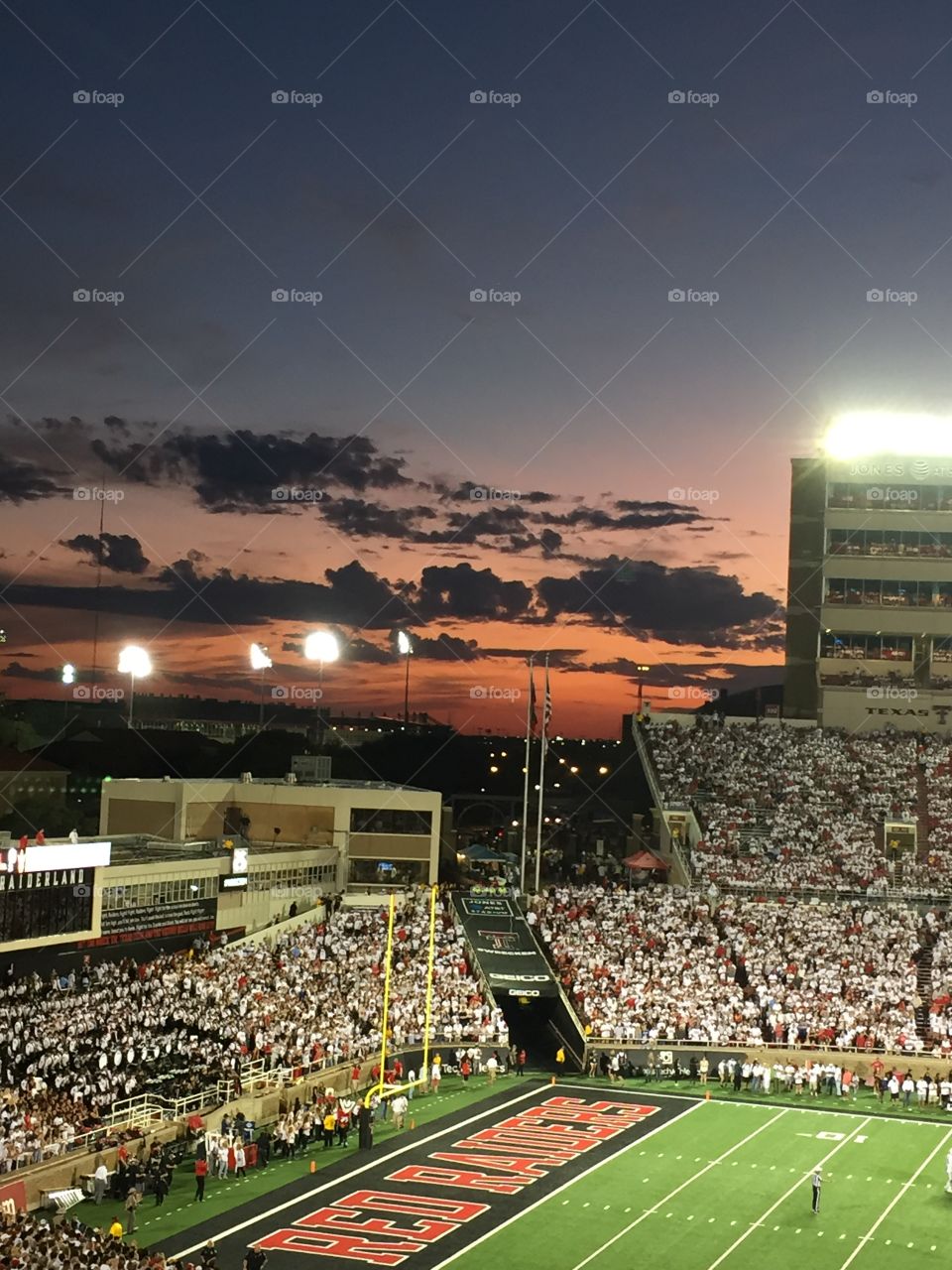 West Texas evening sky over stadium