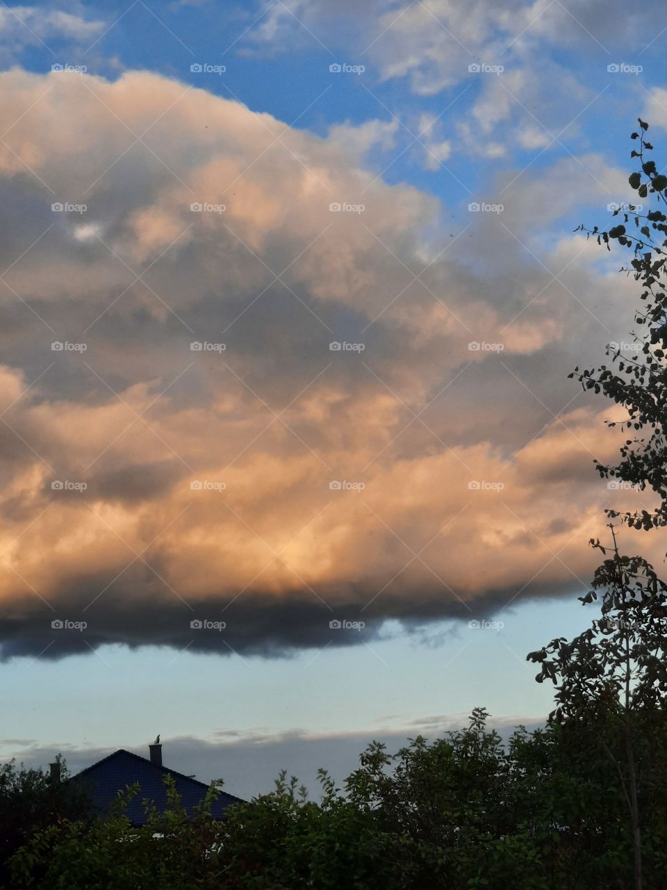 yellow cloud  at sunset