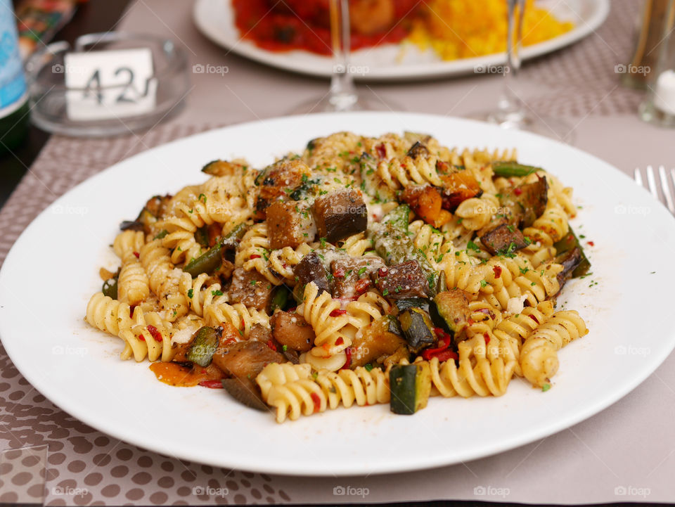 Close-up of pasta in plate