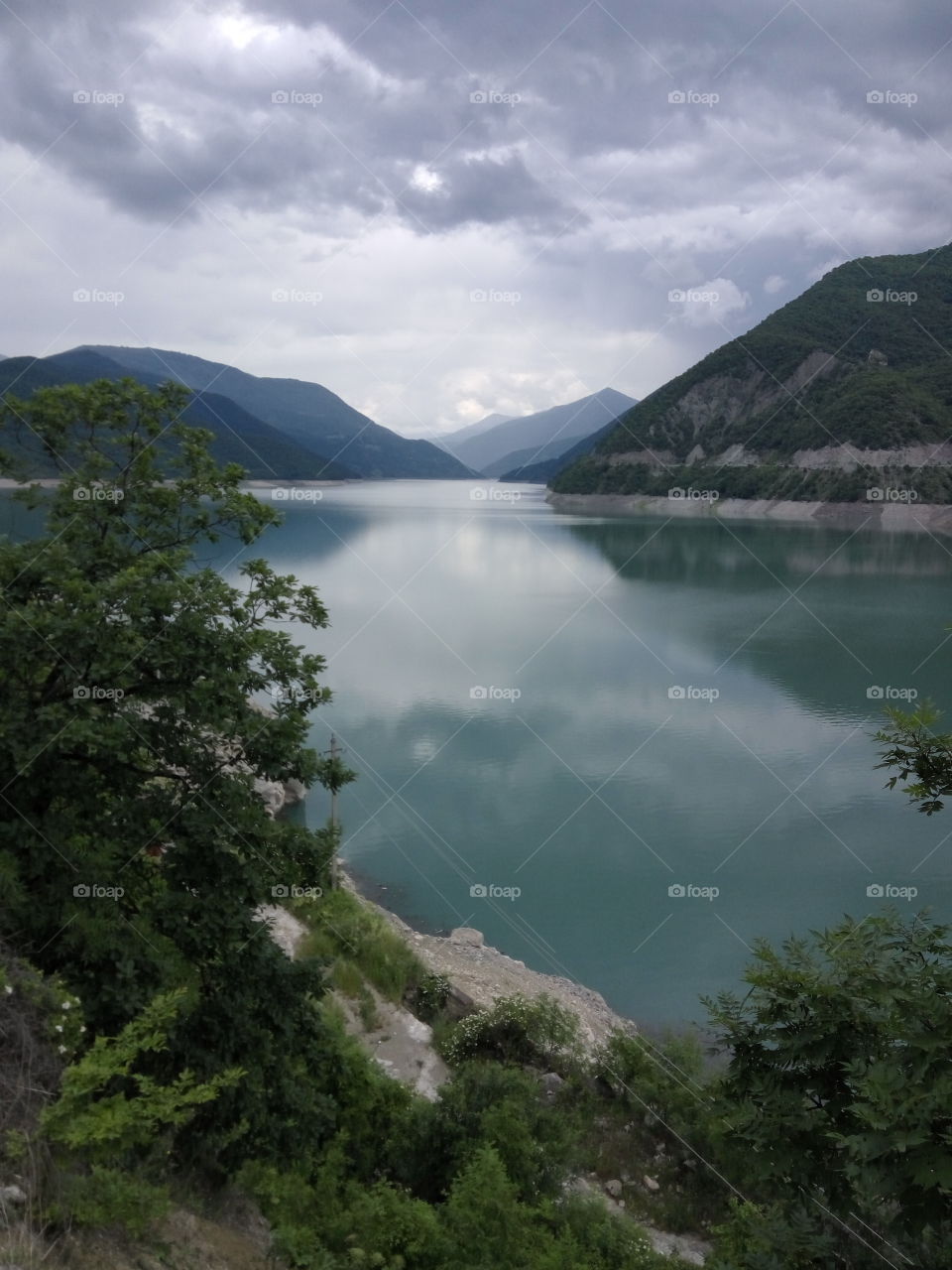 Jinvali reservoir in Georgia mountains