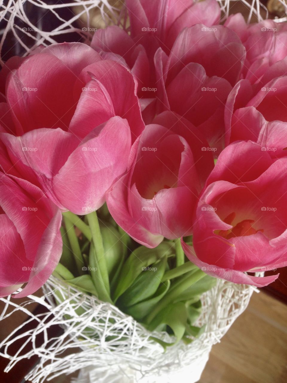 Bouquet of pink tulips 