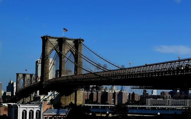 View of Brooklyn bridge driving on the BQE