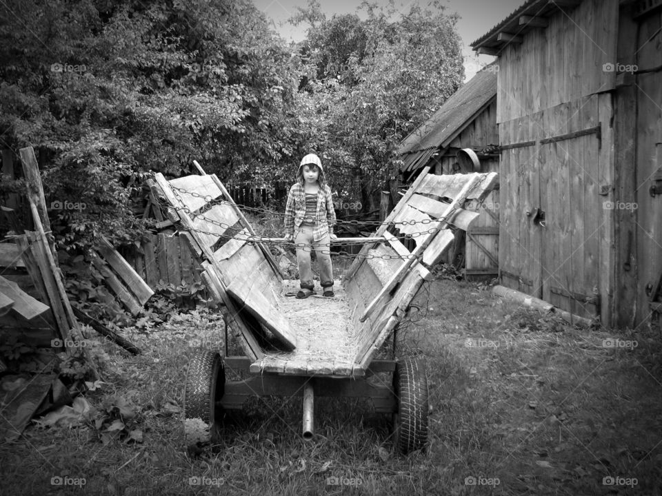 boy on a cart