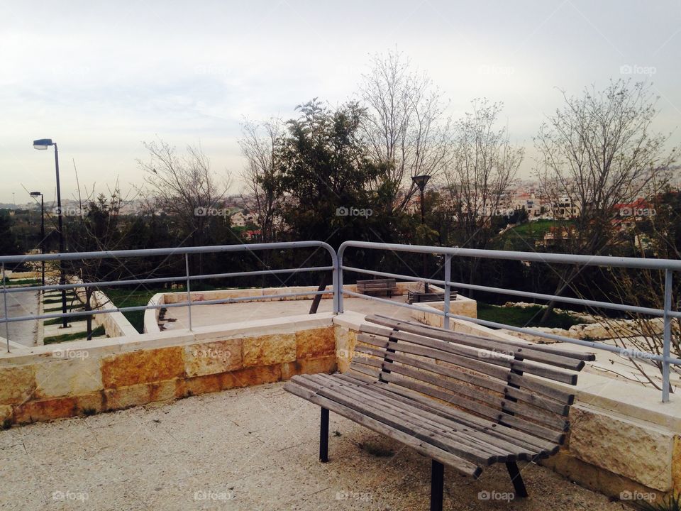 Bench in garden in amman city in jordan country 
