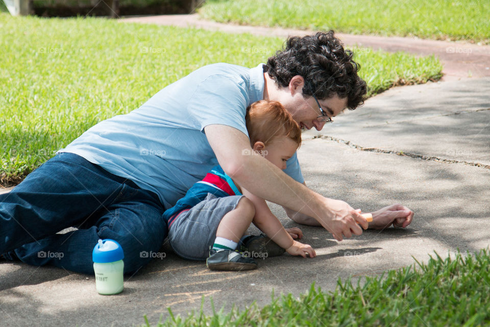  Sidewalk chalk with dad