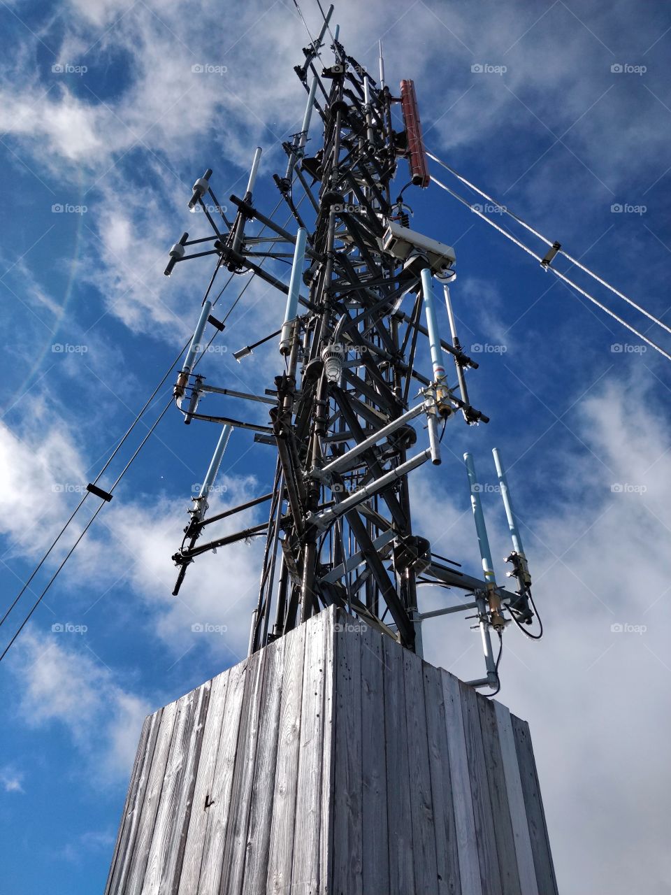 communication tower at the summit