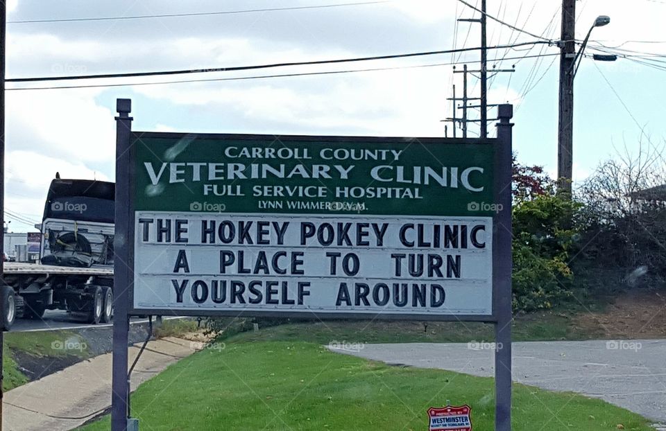 Hokey Pokey sign. Funny sign at Veterinarian’s office