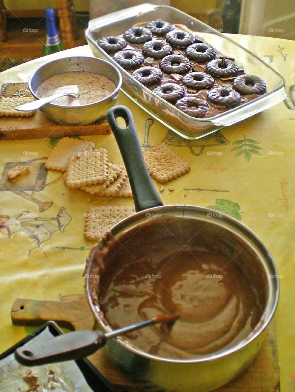 Preparing biscuit cake at home