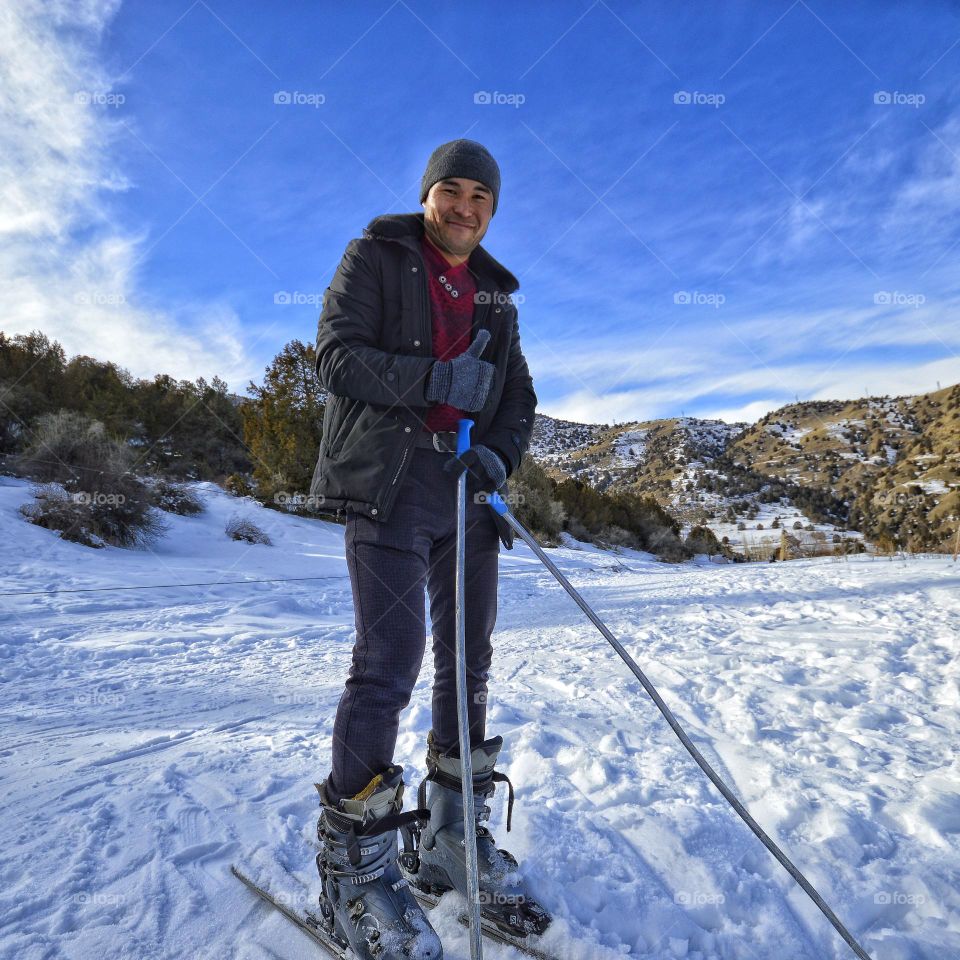 physics teacher from Central Asia skiing in the Pamir mountains