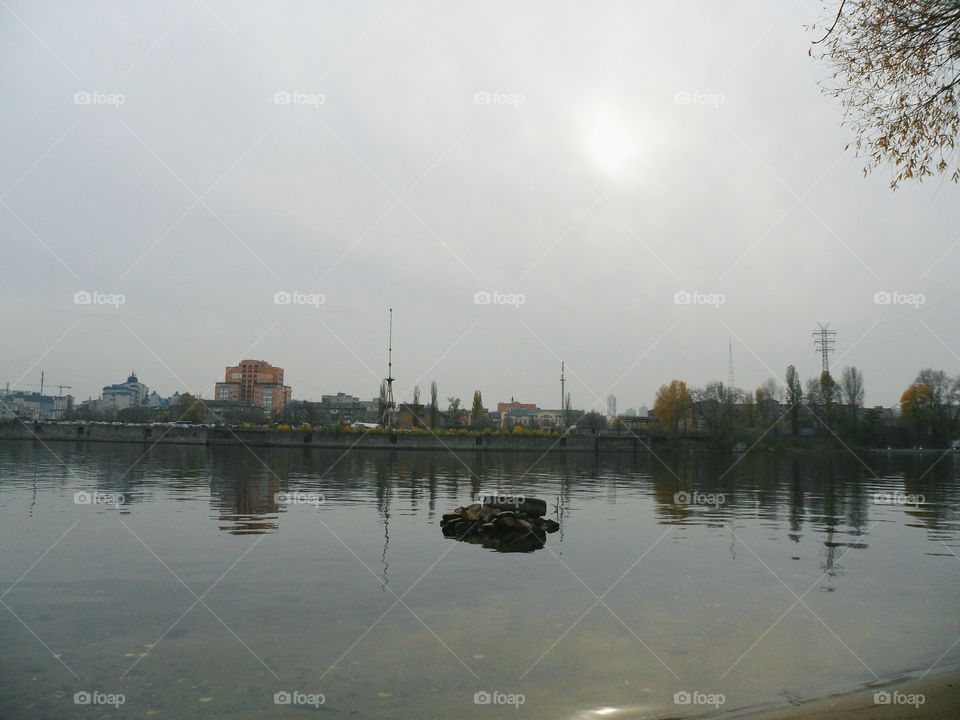 Dnipro River, views of Podil, Kyiv city, Fall 2016