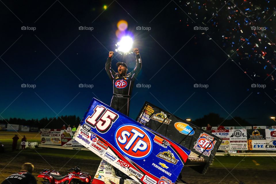 World Of Outlaw Sprint Car Champion in Victory Lane at The World Famous Legendary Bullring River Cities Speedway ~ Photos by Rick RickRea.com 