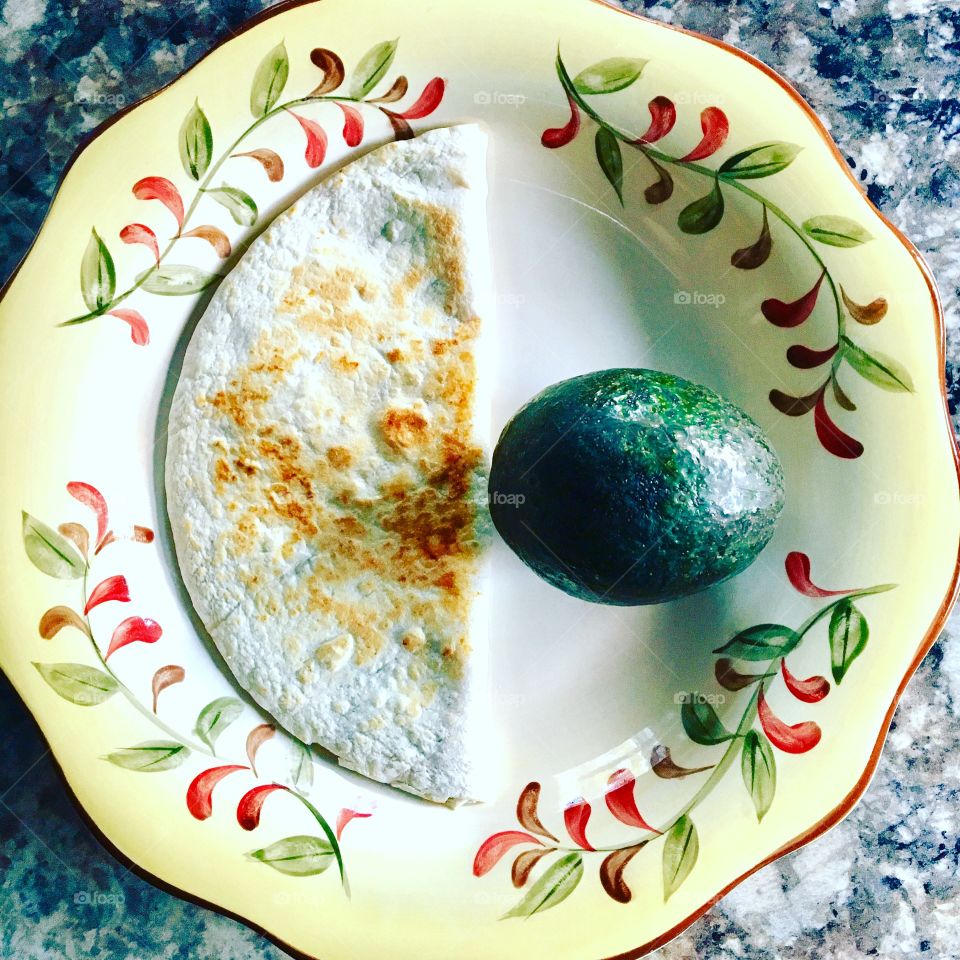Quesadilla and avocado