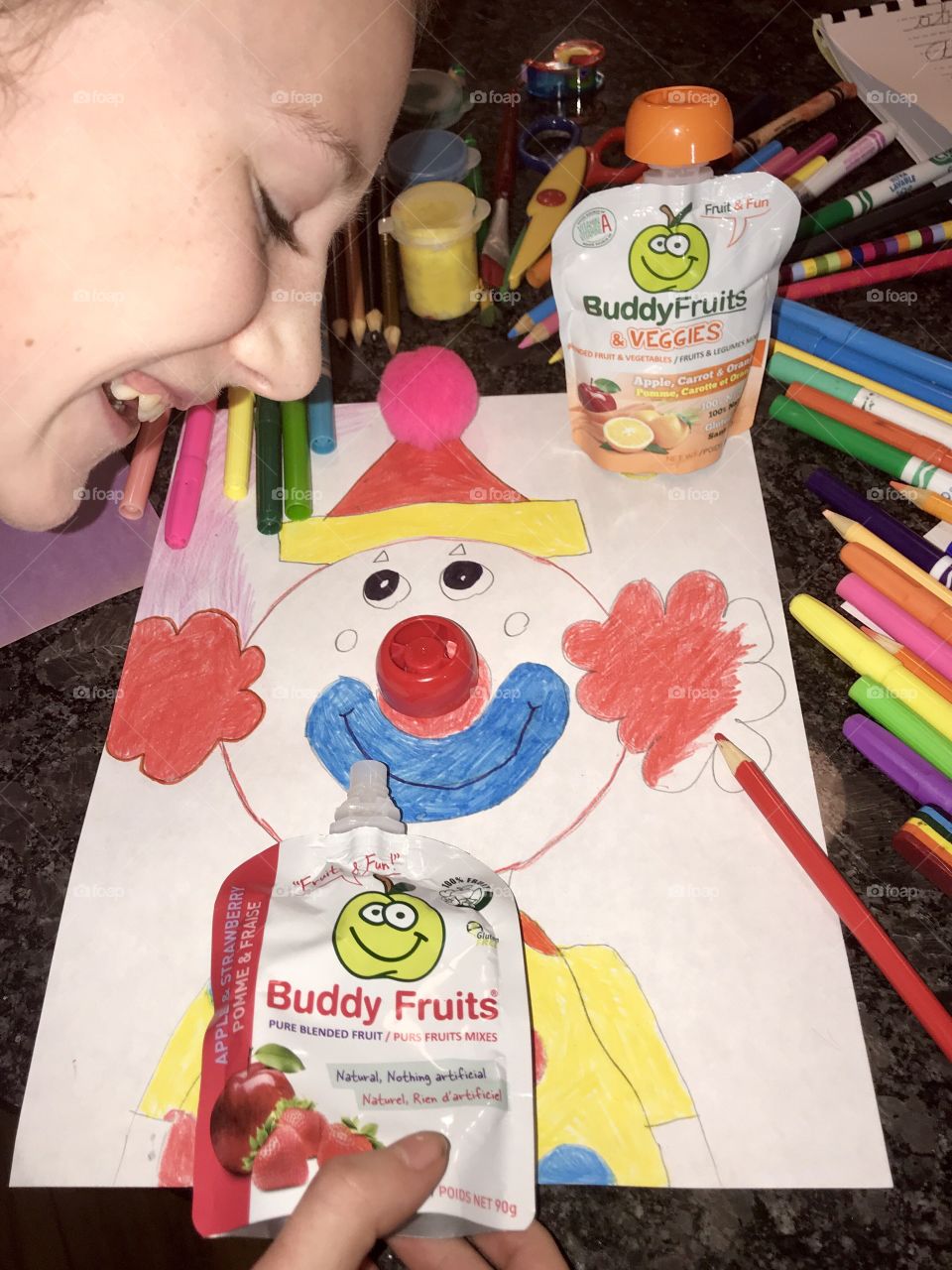 Acting like a clown with Buddy Fruits
