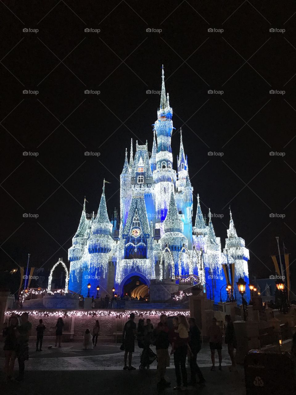 Winter wonderland DisneyWorld Castle, Cinderella’s Castle. January 2019