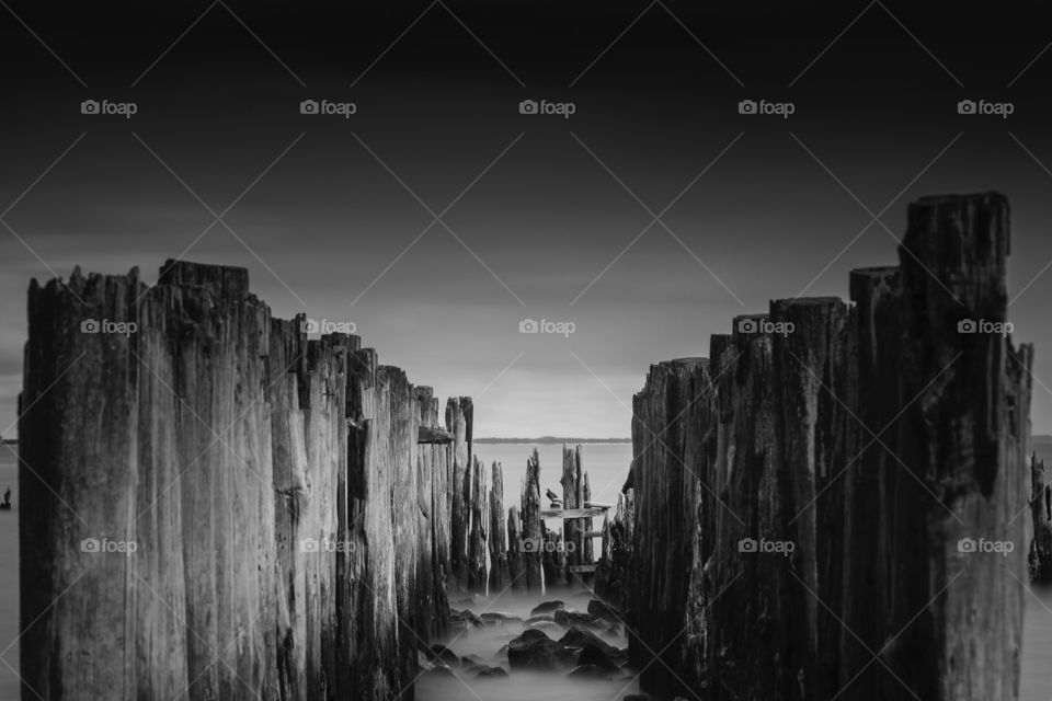 Decayed jetty on the north coast of Poland 