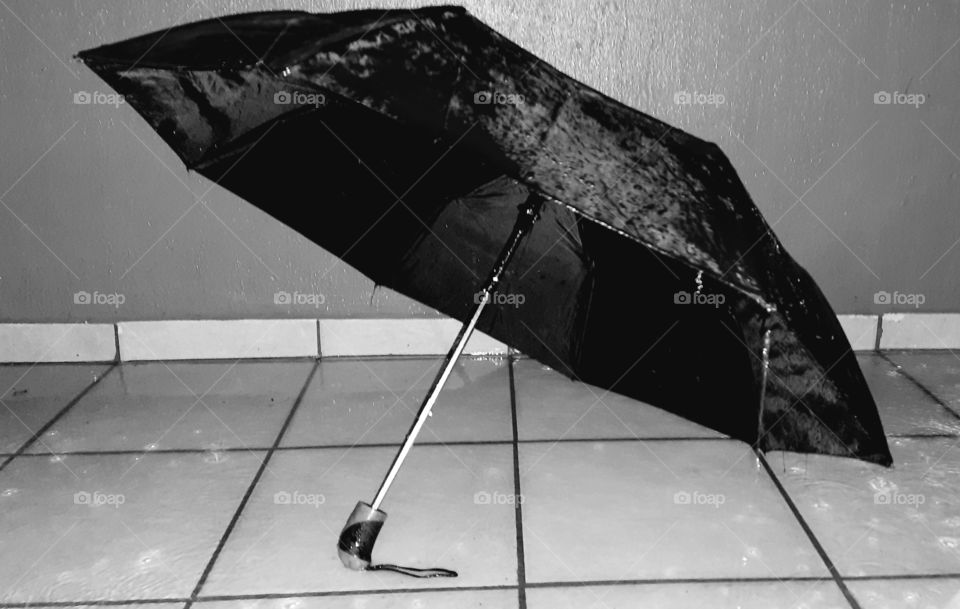umbrella in the rain, umbrella,rain,raindrops,drops,landscape,water,White and black